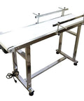 PVC Flat Conveyor Belt System With Stainless Steel Frame And Double Guardrails For Industrial Transport, 53 Inch Length, 11.8 Inch Belt Width