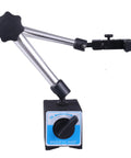Magnetic base stand with adjustable silver arms and clamp for digital dial indicators