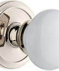 Polished Nickel Passage Door Set With Hyde Park Knob Circular Rosette Solid Brass Construction 2.75 Inch Backset View