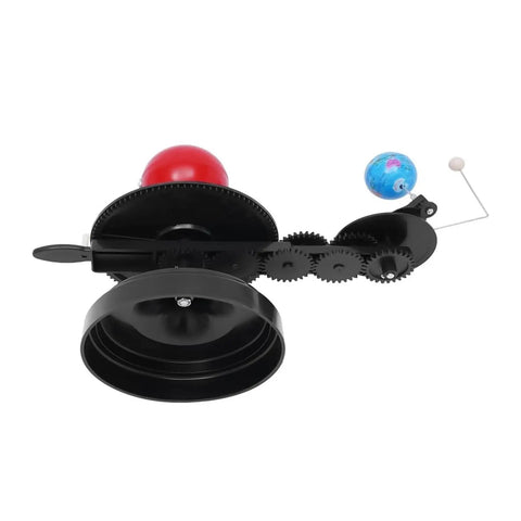Three Ball Totally Hands On Sun Earth Moon Orbital Model Kit For Home And School Realistic 3D Solar System That Shows Day Night Seasons Eclipses Moon Phases With Mechanical Linkage. Black plastic classroom model with Sun, Earth and Moon