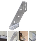 Six Pack Stainless Steel Corner Brackets for Wood Furniture, Triangular Shape, shown in different installation angles.
