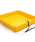 Portable Folding Duck Pond 4x4 With Spill Containment Berm Wall, yellow heavy duty PVC, shown folded in a containment position.