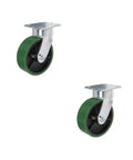 Badass Heavy Duty Kingpinless Swivel Caster With Polyurethane Molded Steel Wheel Non Marking Floor Friendly Smooth Rolling 5 Inch 1750 Pound Capacity For Shop Rig Or Garage Setup, green polyurethane tread.