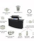 Water Jet Cutter HP Seal Kit SP1060 17.5mm Inner Size High Pressure Outlet Poppet Repair Kit Spare Parts Displayed with Machine