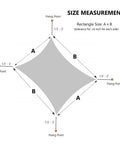 Diagram of Rectangle Sun Shade Sail 16x20 Feet UV Block Canopy showing fixing points and size measurements for setup.