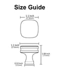 Size guide for Square Cabinet Knobs in Champagne Bronze With Brushed Zinc Alloy Finish, detailing dimensions AL0003BRG