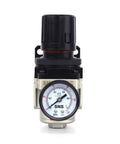 Front view of Female Thread 3/8 NPT Air Pressure Regulator 0-150 PSI Adjustable With Bracket And Gauge Aluminum Alloy Body