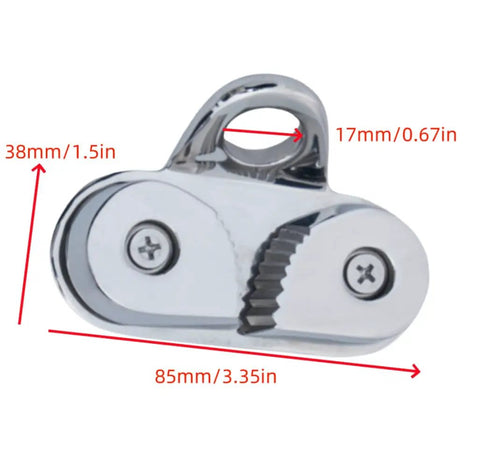 Stainless Steel Cam Cleat for Boats Fit 3 to 15 mm Lines, Universal Marine Hardware for Sailboats, Kayaks, Canoes and Dinghies, Tough
