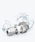 Side view of Pysrych stainless steel 304 compression tube reducer union, 3/8 to 1/4 OD, 2 pcs
