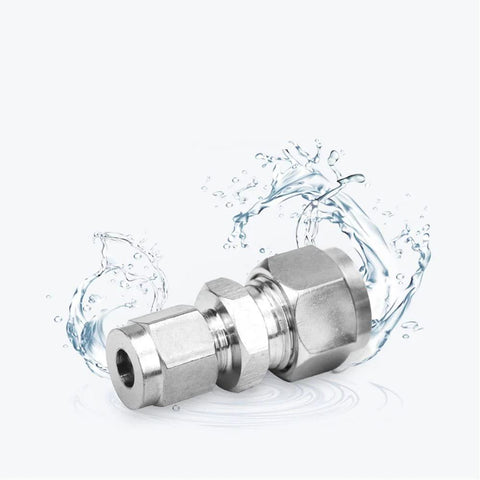 Side view of Pysrych stainless steel 304 compression tube reducer union, 3/8 to 1/4 OD, 2 pcs
