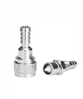 Five Sixteenth Inch Fuel Connector For Tohatsu Nissan Outboard Engines 2 Stroke And 4 Stroke 5-90HP Replacement 3B2-70260-1 3B2-70250-1 OEM Quality Marine Fuel Fitting For Easy Install And Rock Solid Performance, showing two metal connectors with ridged ends for hose attachment.