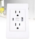 No Snags Heavy Duty Usb And Type C Wall Outlet With 15A Flame Retardant Receptacle For Home Office Dorm Fast Charging Power Strip Us Plug white outlet with dual USB ports