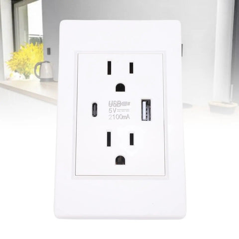 No Snags Heavy Duty Usb And Type C Wall Outlet With 15A Flame Retardant Receptacle For Home Office Dorm Fast Charging Power Strip Us Plug white outlet with dual USB ports