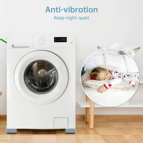 Anti Slip Washer And Dryer Foot Pads Four Pack, Rubber Vibration Dampening Pedestals with quiet sleeping child