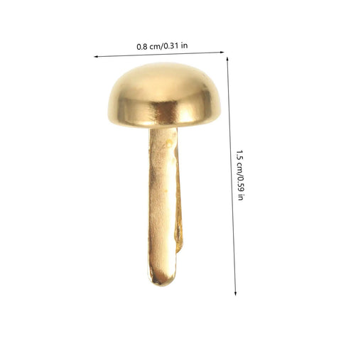 Close-up of a single golden metal pin from the 100 Pieces Paper Fasteners For Scrapbookers And DIYers set, showing dimensions.