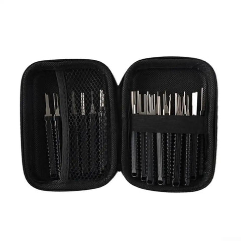 30 Piece Terminal Removal Tool Kit With Stainless Steel Extractors in black case for electrical connectors and harness maintenance