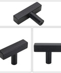 50 Pack Black Cabinet Pulls 3 Inch Center to Center T Pull Drawer Handles With Easy Install 5 Inch Overall Length Hollow Yet Solid