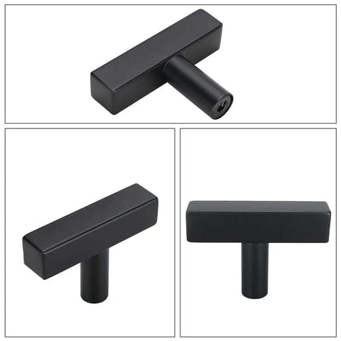 50 Pack Black Cabinet Pulls 3 Inch Center to Center T Pull Drawer Handles With Easy Install 5 Inch Overall Length Hollow Yet Solid