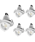 saditesdk 10W20W Gimbal Recessed Lighting Ceiling Downlight Kit White Aluminum Trunk Directional Eyeball Can Light Adjustable Downlight 5 Pack modern design