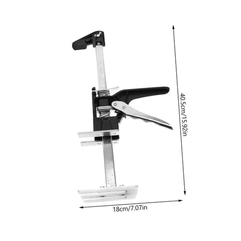 2 Piece Furniture Lifter Jack Tool Manual Arm Leveler Labor Saving Tile Raising Block Compact Adjustable Shims For Home Renovations side view with measurements