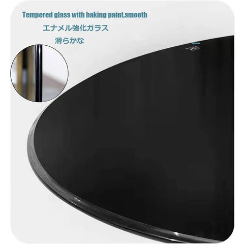 Lazy Susan Turntable Glass Serving Tray for Dining Table 360 Degree Swivel Black Round Rotating Plate detail view