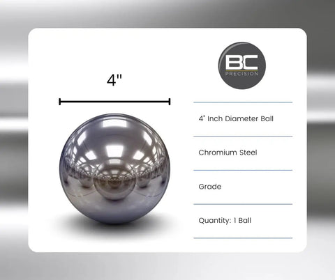Four Inch G100 Chrome Steel Bearing Balls Dead On Precision With Smooth Mirror Finish Built Like A Tank For Heavy Duty Shop Work And Precision Projects Top Shelf Quality Always Wins - chrome steel ball from the front