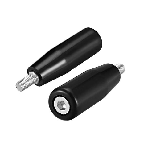 2 Pcs Revolving Handwheel Machine Handles with M6 Threaded Stem, 22mm Dia, 50mm Long, shown with black finish and metal tips