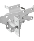 Rock Solid White Stainless Steel Extended Fence Gate Latch For Vinyl Wood Pvc Fencing Padlockable Security Mount Adjustable Gap Fits Like A Charm Includes Case Of Twelve close-up of white fence latch mechanism with spring and adjustable components.