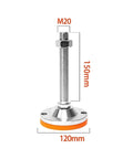 Set Of 6 Heavy Duty Adjustable Leveling Feet Built To Shut Down Floor Wobble On Furniture And Workbenches Rock Solid Non Slip Carbon Steel Screw Bases Keep Everything Locked Tight, showcasing metal foot with dimensions.