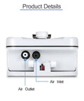 Back view of Solar Powered Pond Aerator Pump Kit with dual charging options, showing air outlet and inlet details.