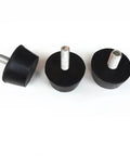 Three adjustable rubber foot pads with M8 M10 threads for tables and chairs, part of the 40 piece set, vibration dampening.