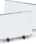 Two Pack 11.46x7.48 Inch Rectangle Sublimation Slate Frames With Stand, white-coated display slates on stands