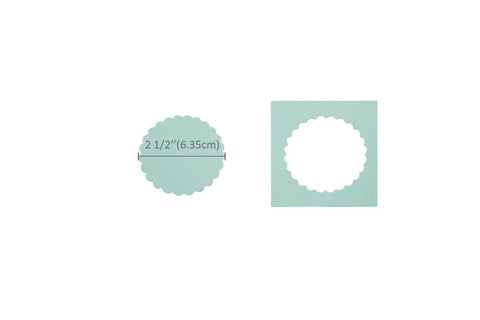 Die-cut example of 2.5 Inch Scalloped Circle Lever Action Craft Punch For Paper Crafting Scrapbooking Cards And DIY Arts Projects