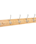 Slick Wall Mount Coat Rack With Heavy Duty Hook Rails For Entryway And Mudroom Hang Your Duds Gear And Bags Without A Hitch Rustic Wood And Zinc Alloy Storage Solution, featuring six polished hooks on bamboo.