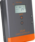 Auto Detecting MPPT Solar Charge Controller For 12 Volt Or 24 Volt Setups, 20 Amp Output, LCD Display, Regulator, Built To Power AGM Gel Flooded And Lithium Batteries, Ready For Off Grid Gear showing LCD display and buttons.