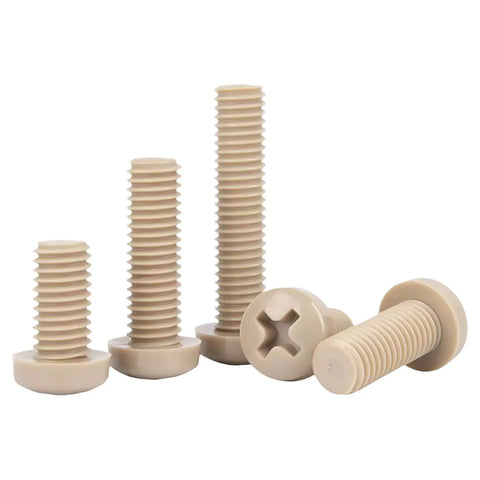 Hardcore PEEK Plastic M3 Metric Phillips Pan Head Screw Assortment Kit with varying lengths, heat resistant for precision work.