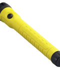 Yellow Intrinsically Safe Rechargeable LED Flashlight For Hazardous Locations with textured grip and black accents.