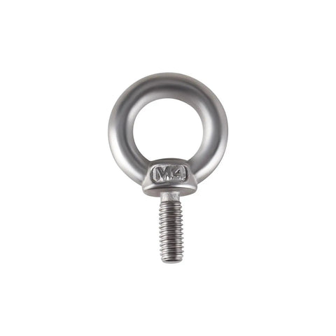 30 Piece Stainless Steel Eye Bolts Kit M4 M6 With Nuts For Wire Rope Tie Down, Built Tough For Heavy Duty Lifting Rings, Corrosion Resistant Outdoor Rigging Hardware You Can Count On. M4 stainless steel eye bolt with threaded shank on white background