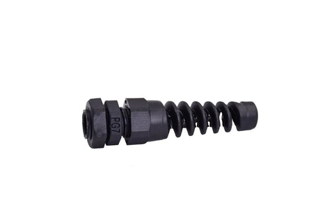 10 Pack IP68 Waterproof M12 PG7 Plastic Cable Gland Connector With Flex Spiral Strain Relief And Rubber Washer For 3.5-6mm Wires