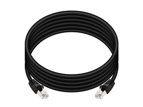 Black Cat6A Ethernet Patch Cable RJ45 Shielded STP With 550 MHz Bandwidth And Pure Bare Copper Core coiled, 10 Ft length