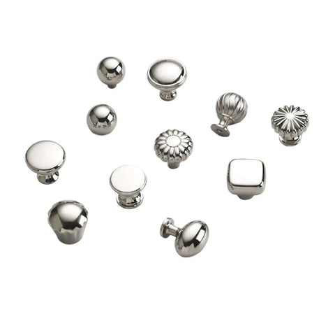 Assorted Titanium Silver Zinc Alloy Cabinet Door Handle Set for Cupboard and Wardrobe Pulls, Single Hole Drawer Knob, Model 6197