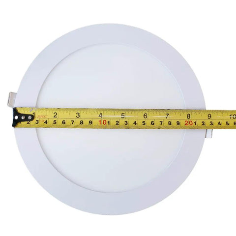 8 Inch Ultra Thin Round LED Recessed Panel Light Non Dimmable 18W 6500K Cool White Ceiling Downlight with ruler for size reference