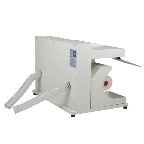 Heavy Duty 550W Dual Head Bench Grinder Delivering Rock Solid 2800 RPM Copper Motor Power With Built In Led Lighting For Gritty Shop Mods That Truly Crush It Daily showing side view with dust collection hoses.