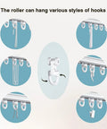 Adjustable Telescoping Curtain Track System With Ceiling Mount For Heavy Drapes And Room Dividers, No Tools Needed Length Adjustment, white rail with hooks