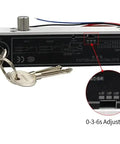 Heavy Duty 12 Volt Electric Mortise Lock Featuring Alloy Magnetic Drop Bolt And Reliable Fail Secure Function With Integrated Time Delay Switch, detailed view with adjustable timer settings.