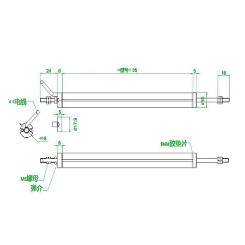 Linear Position Sensor With 15mm To 300mm Travel Range And Linear Scale Ruler Displacement Transducer For Precise Motion, technical drawing