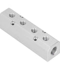 Large Flow Aluminum Pneumatic Manifold Block With G1/2 Inlet And G1/4 Outlets For Industrial Automation And Auto Repair, side view