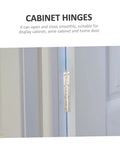 Piano hinge, silver metal, high-load cabinet hinge installed on a light gray cabinet door