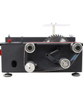 Aynuma Mini Table Saw And Belt Sander Combo 2 In 1 Electric Portable Bench Cutting Machine showing the belt sander and saw blade.