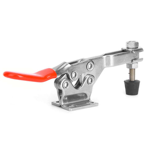 Beefy Rock Solid Heavy Duty Horizontal Toggle Clamp With 280Kg Holding Power, SUS304 stainless steel, rubber coated bar, 4-hole base